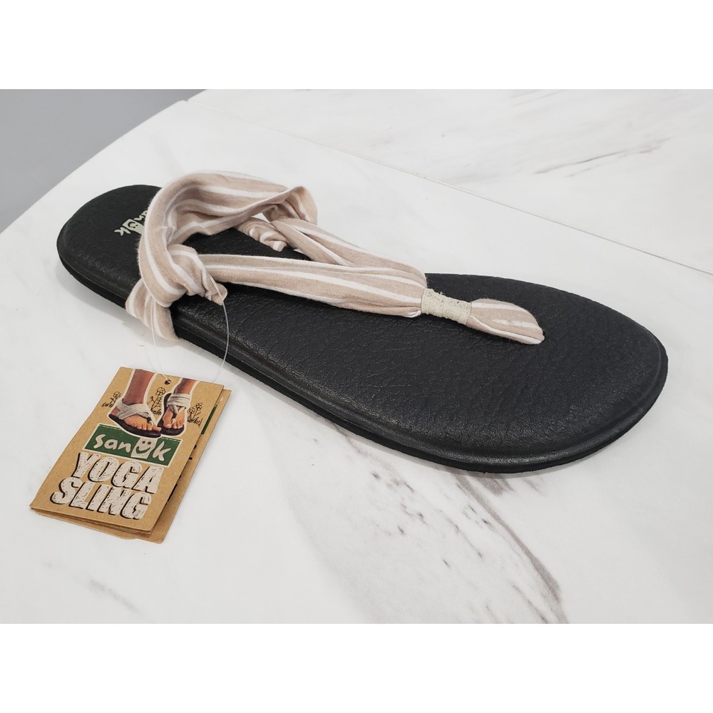 NEW SIZE 9 Sanuk Yoga Sling Tan Natural Gladiator Fabric Sandals Hippie Festival